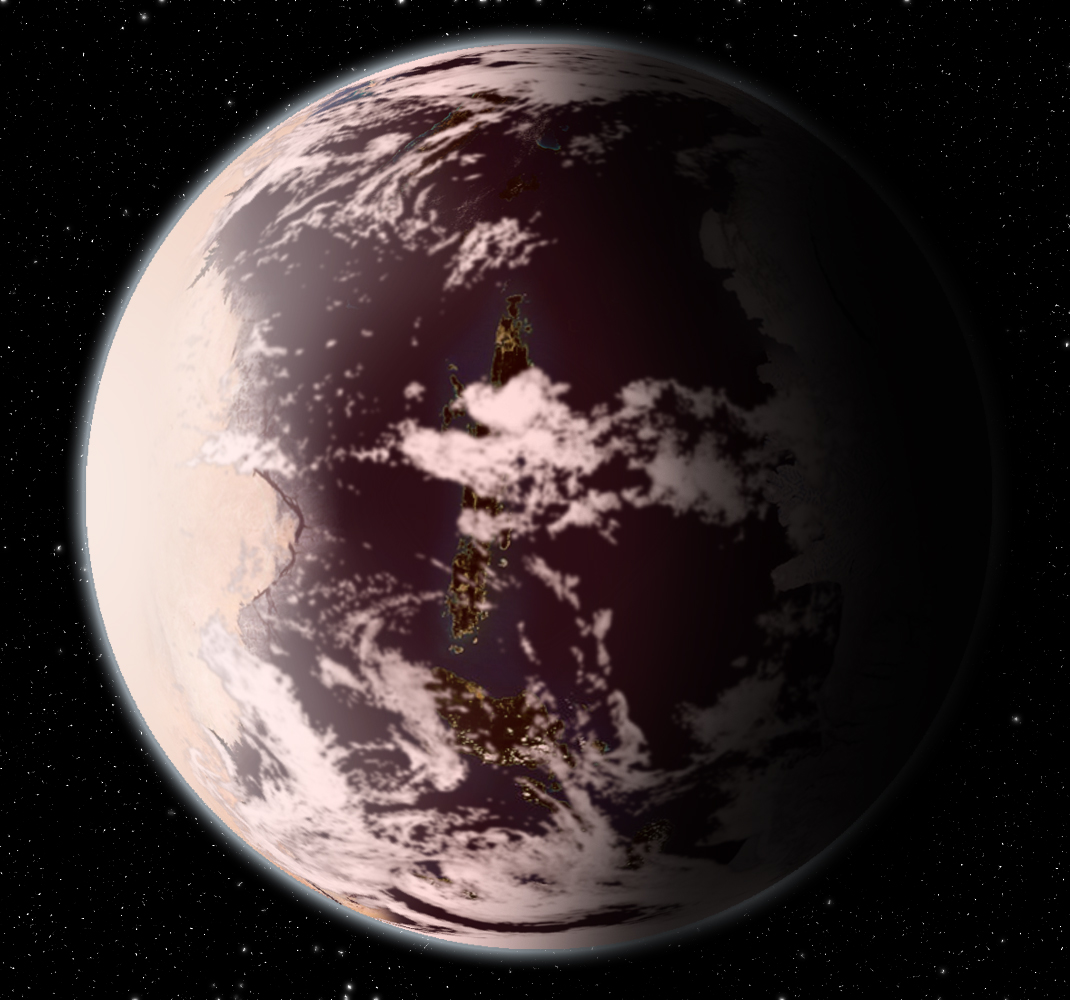 Vue d’artiste d’une exoplanète habitable en orbite autour d’une naine rouge