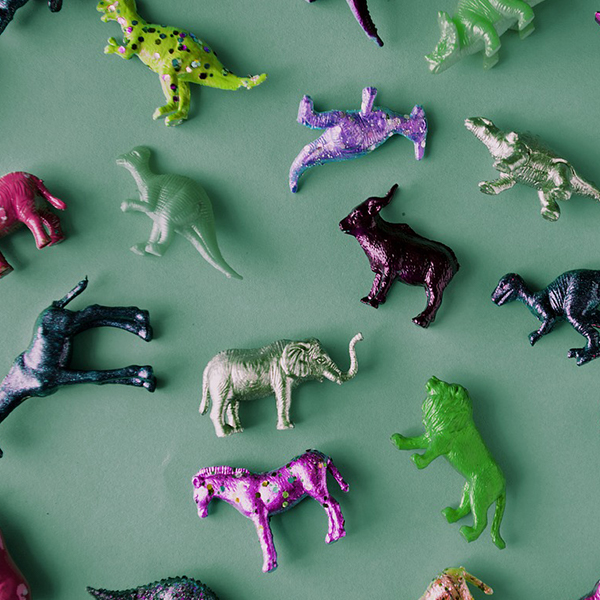 Collection de dinosaures et d’animaux jouets