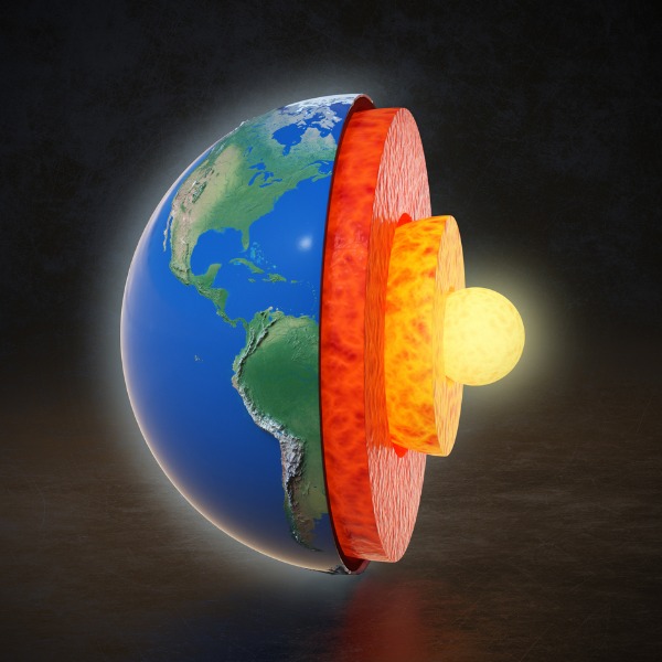 Coupe transversale de la Terre montrant les couches terrestres