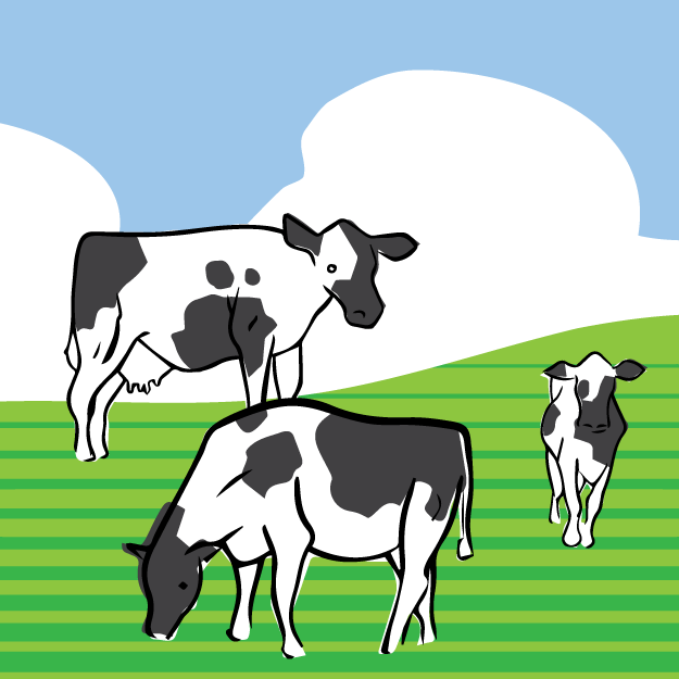 Illustration de vaches dans un champ