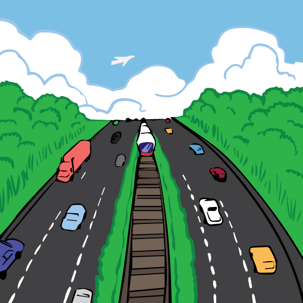 Illustration de voitures sur une autoroute