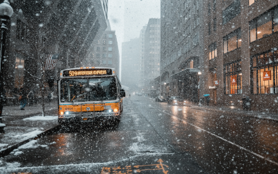 Bus de ville en hiver