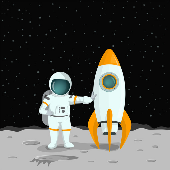 Astronaute à côté de la lune