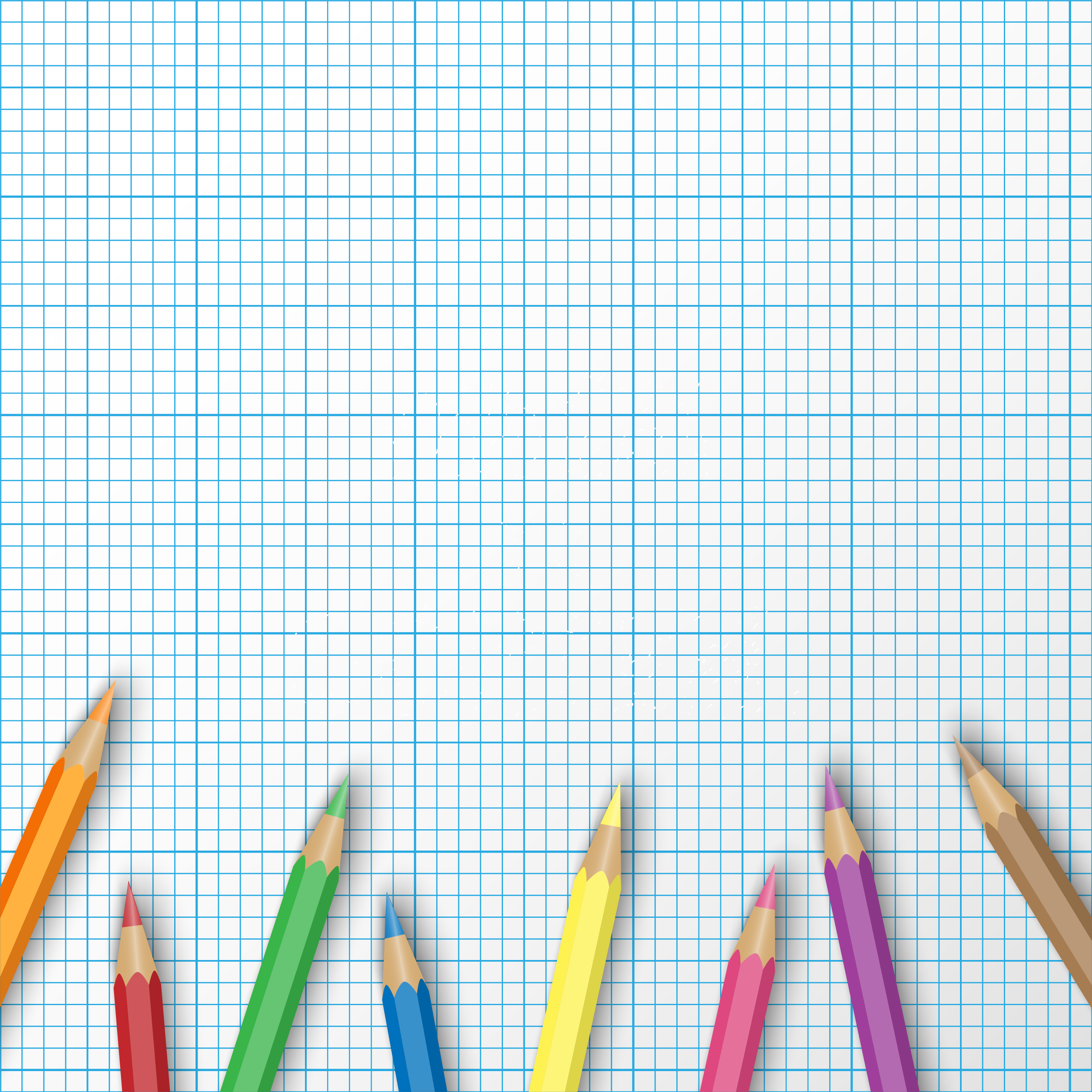 Graph paper with pencil crayons