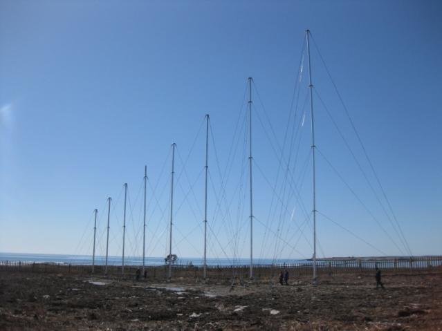 Transmission towers at Raytheon HFSWR demonstration site near Halifax, Nova Scotia 