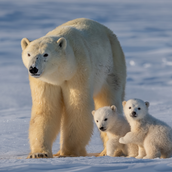 Un ours polaire et ses oursons
