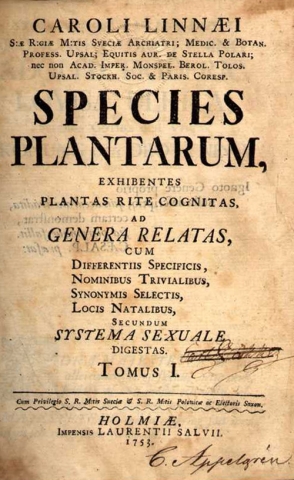 Page titre de Species plantarum 