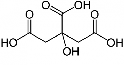Structure chimique de l’acide citrique