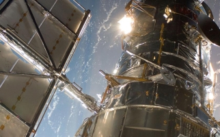 Le télescope spatial Hubble lors d’une mission d’entretien en 2009
