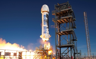 Le lancement de la fusée New Shepard de Blue Origin.