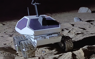 Rover lunaire dans son environnement de test