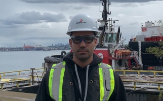 Moustafa Eldeeb onsite at Seaspan Shipyard’s North Vancouver, BC facility.
