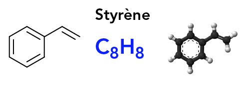 Formule topologique, formule moléculaire et modèle compact du styrène 