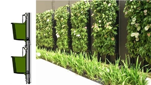 Mur végétalisé au moyen de panneaux modulaires