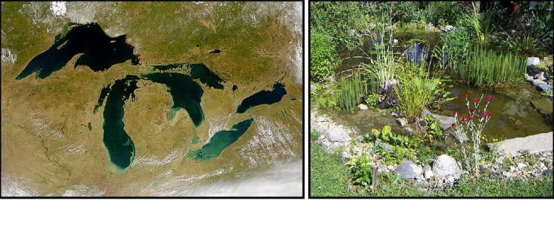 Grands Lacs à gauche et un petit étang à droite