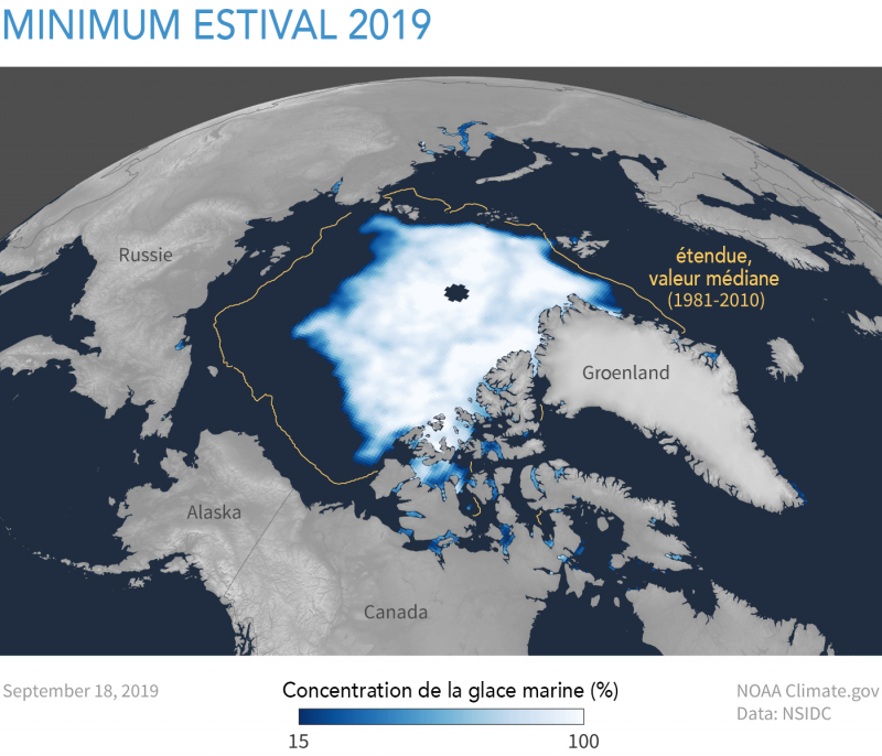 Carte des glaces marines 2019