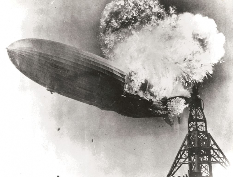 The Hindenburg moments after catching fire