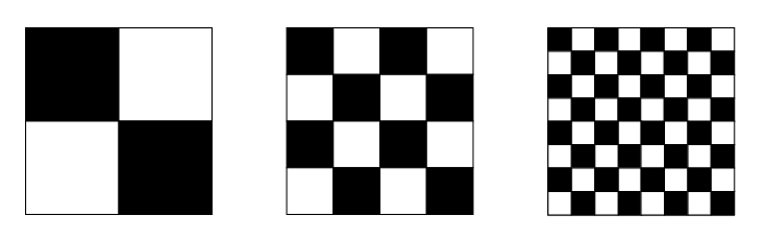 Trois carrés subdivisés