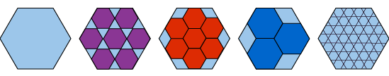 Group of large and small hexagons