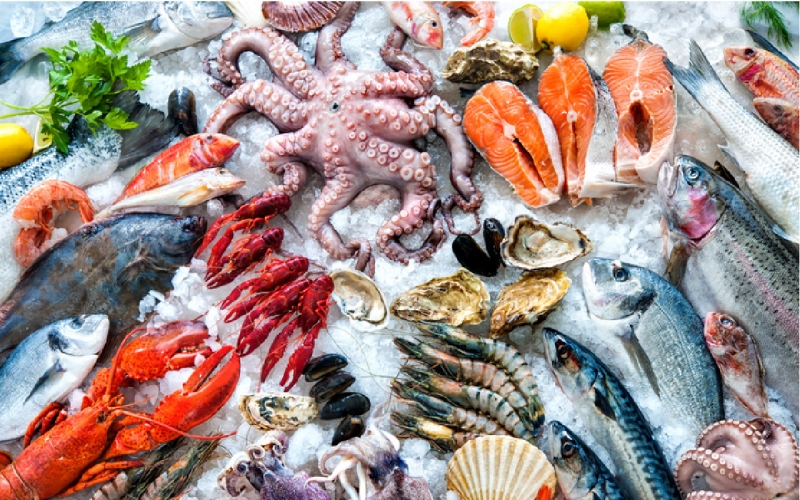 Assortiment de poissons et de fruits de mer