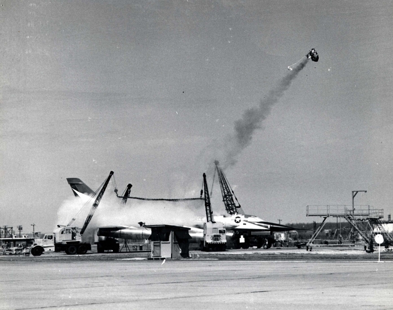 Ground testing of the B-58’s escape capsule system, 1962
