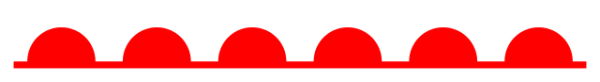Illustration d’une ligne rouge horizontale avec des demi-cercles rouges parsemés tout le long de la ligne. Les demi-cercles sont situés sur le dessus de la ligne, comme une rangée de collines identiques à l’horizon.