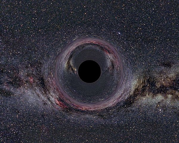 Simulation d’un trou noir avec la Voie lactée en arrière-plan