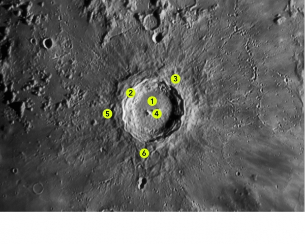 Le cratère de Copernic sur la Lune. 
