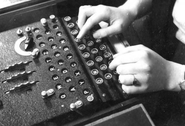 An Enigma machine in use, 1943